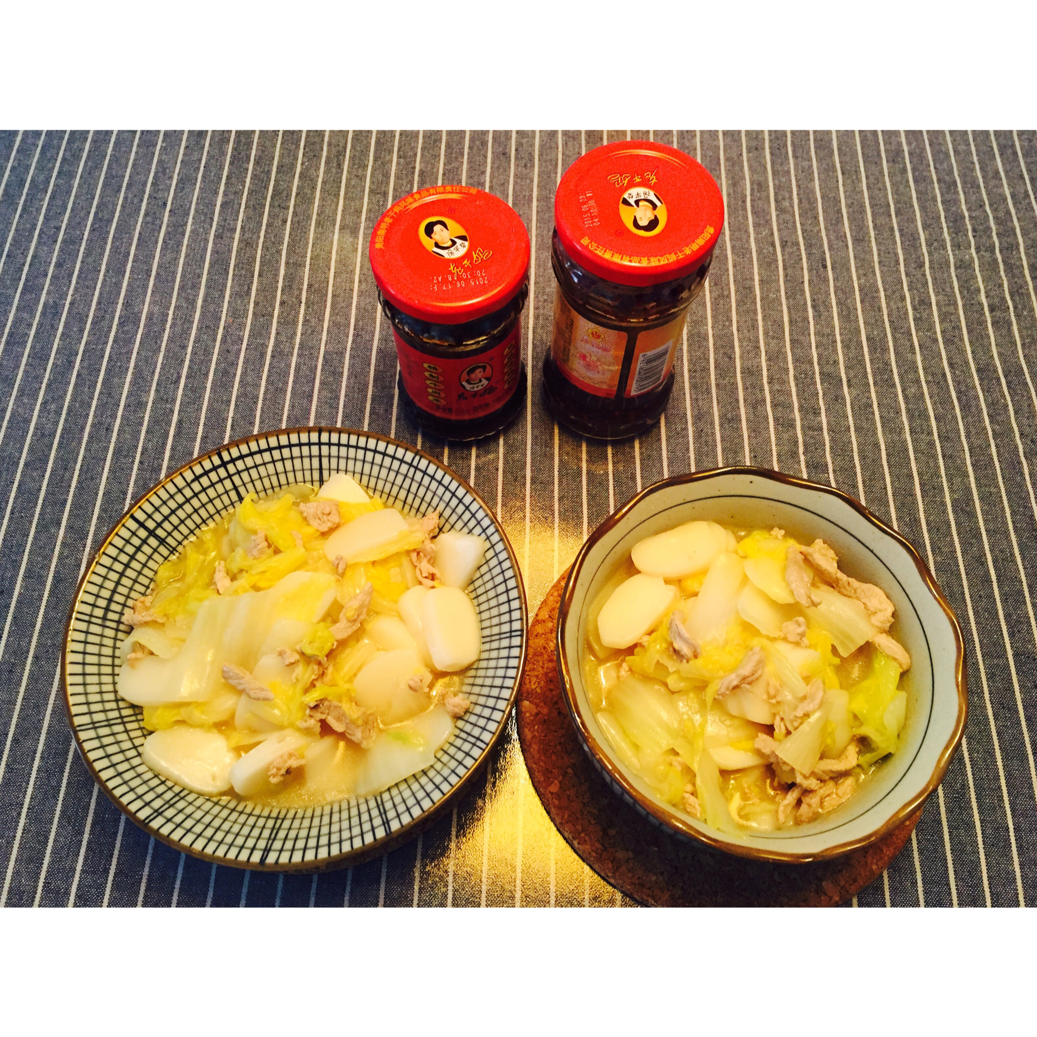 黄芽菜肉丝年糕汤