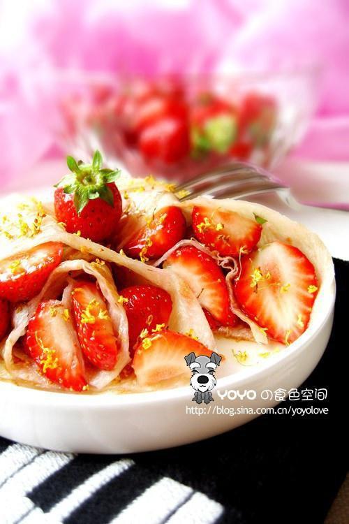 桂花草莓筋饼卷的做法