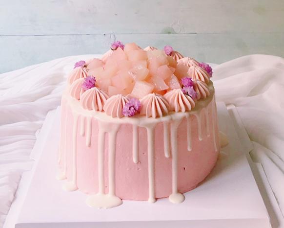 「粉色温柔」蜜桃乌龙奶油蛋糕