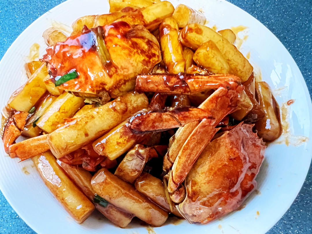 超详细版吮指香辣蟹炒年糕 | 大闸蟹最美妙的味道