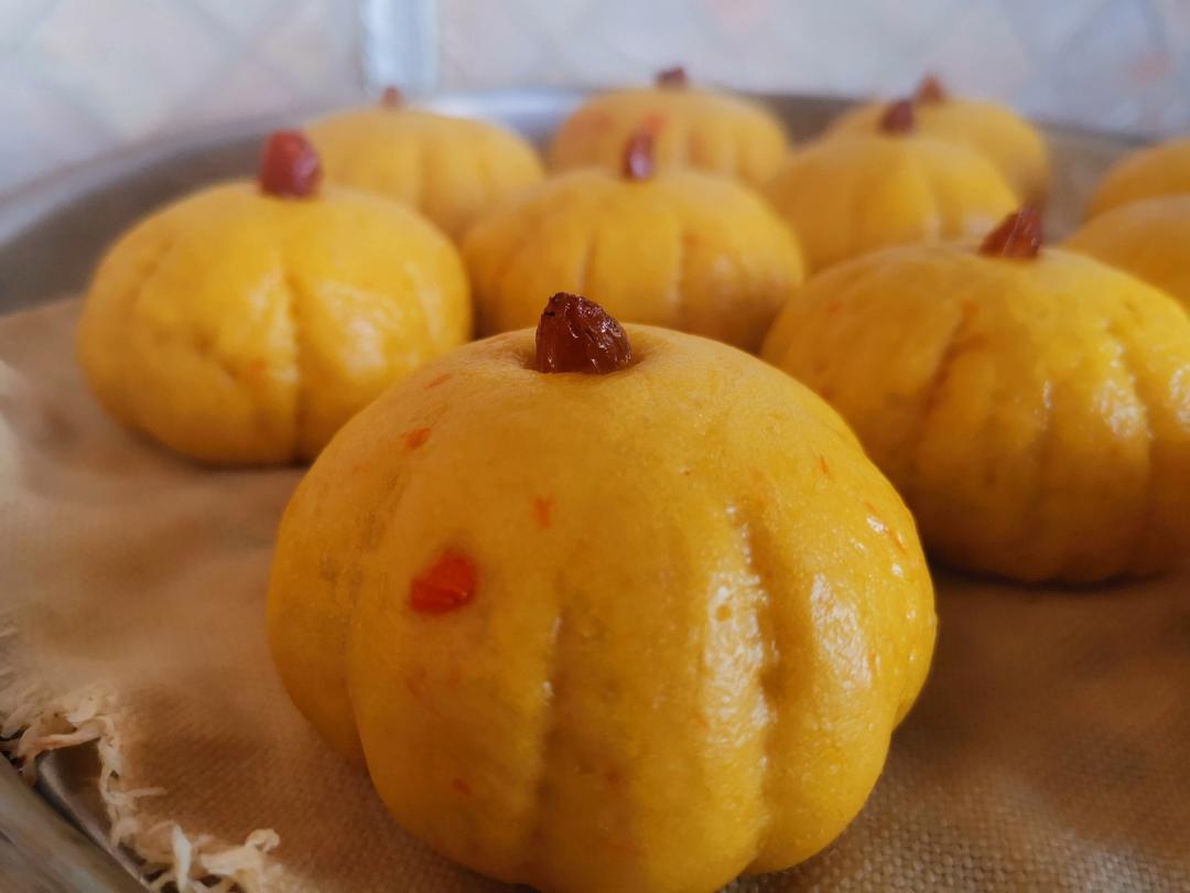 一次性发酵万圣节南瓜馒头，这样做小孩子多吃俩