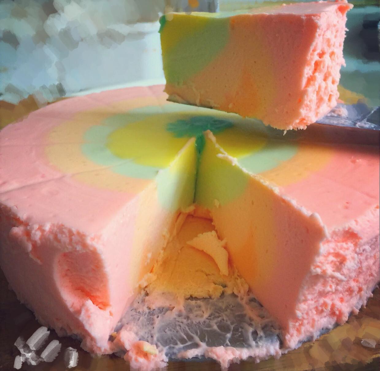 彩虹冻芝士蛋糕6寸圆模的做法