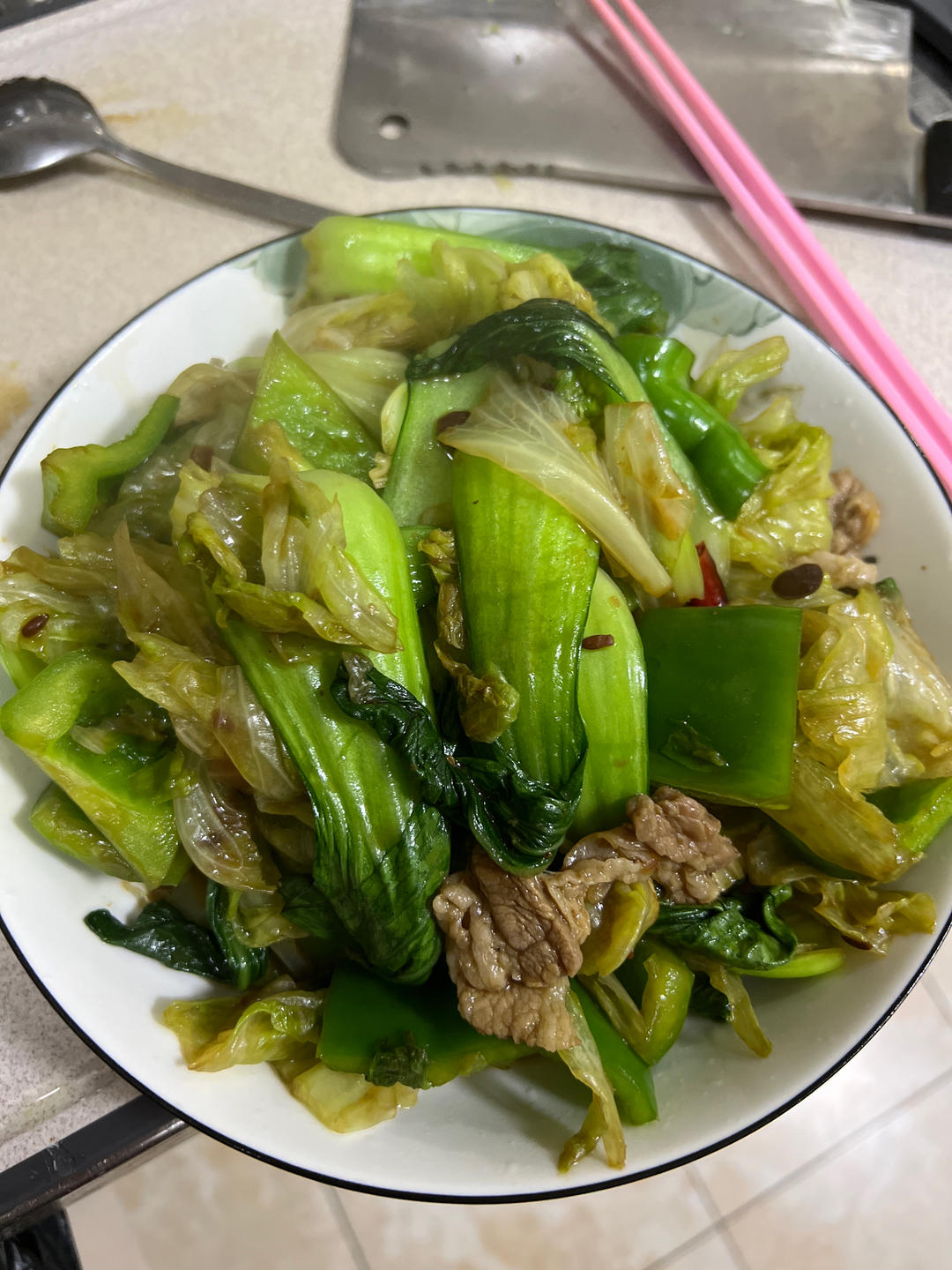 小炒肉炒油白菜炒生菜