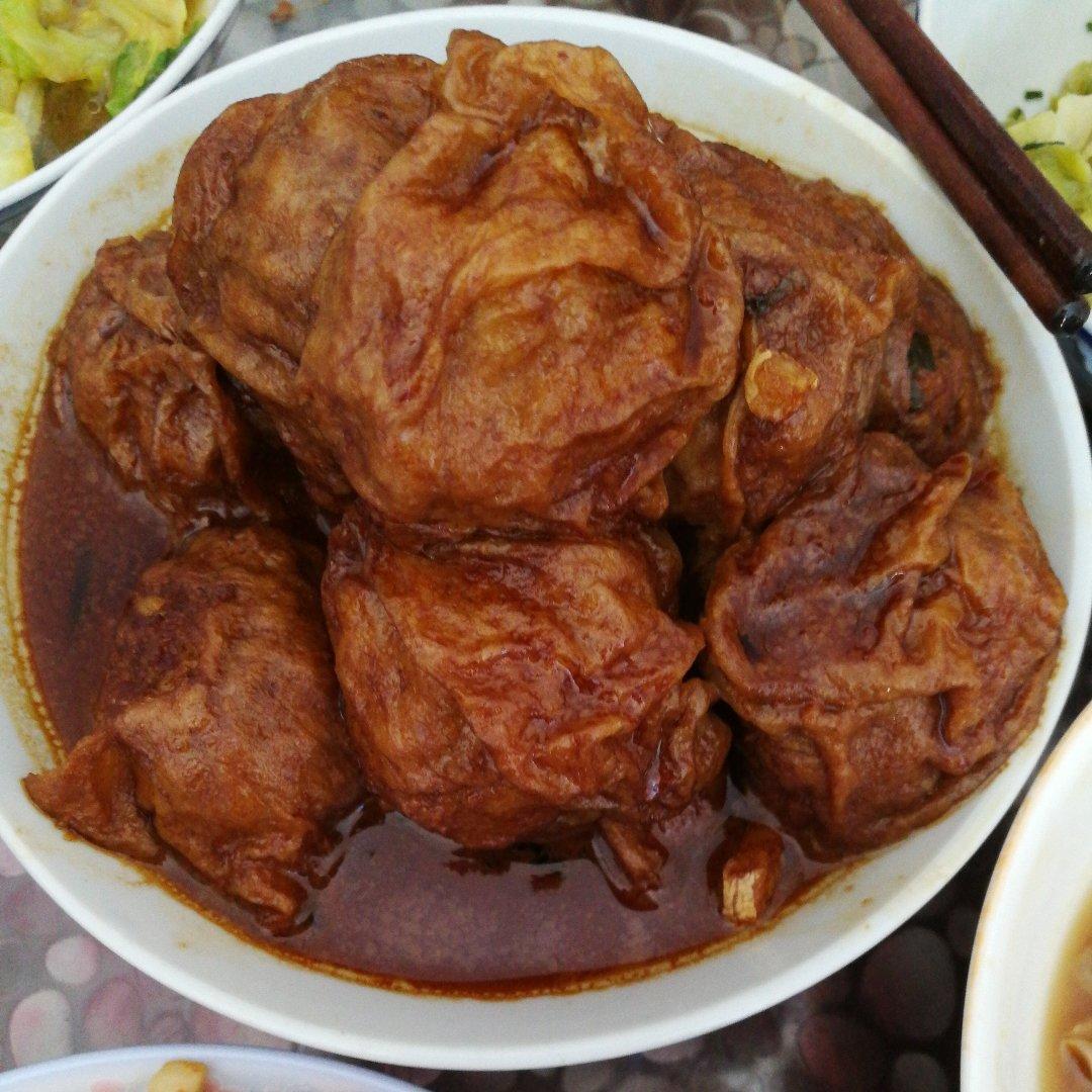 红烧油面筋塞肉