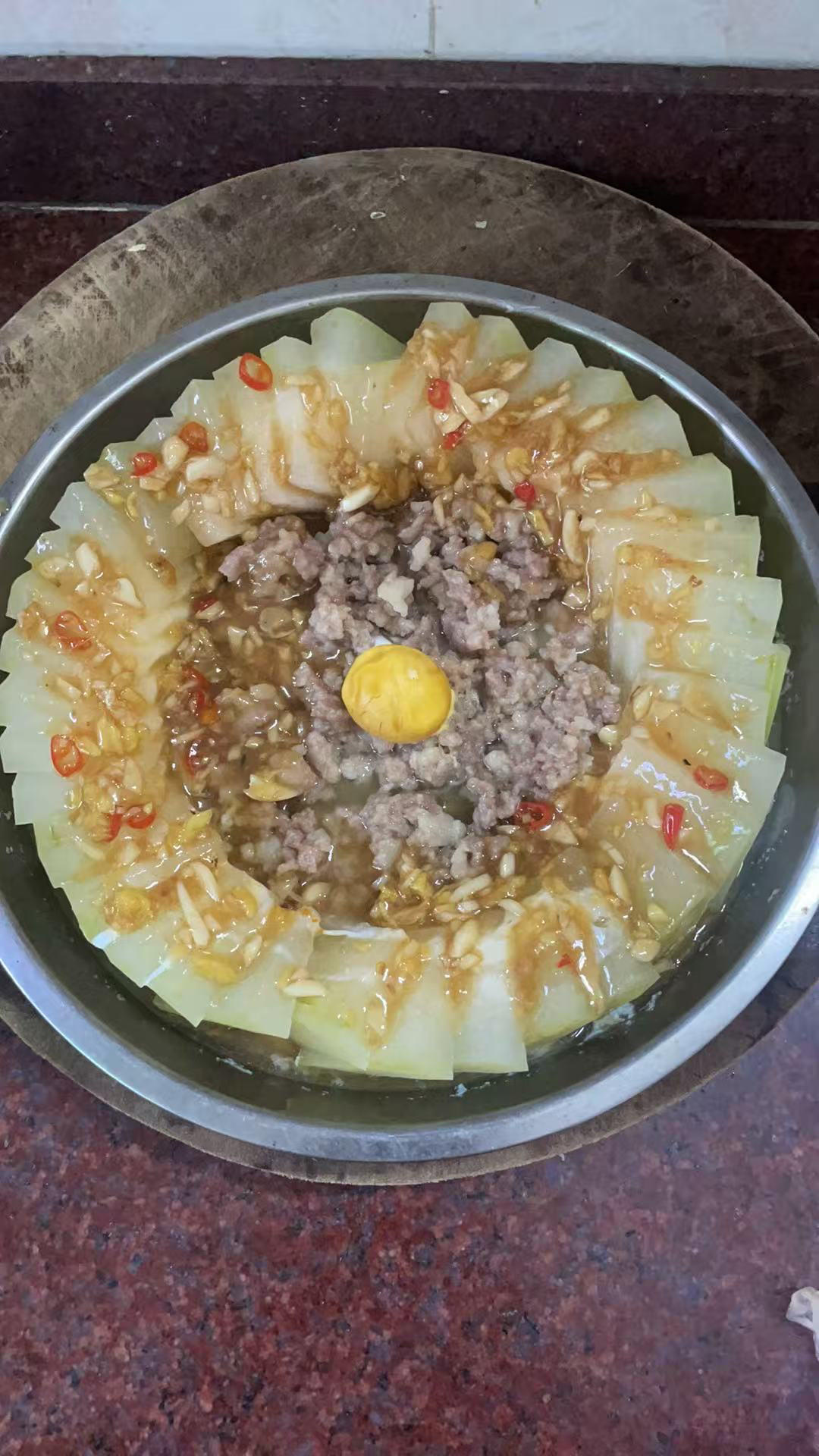 冬瓜蒸咸蛋黄肉饼