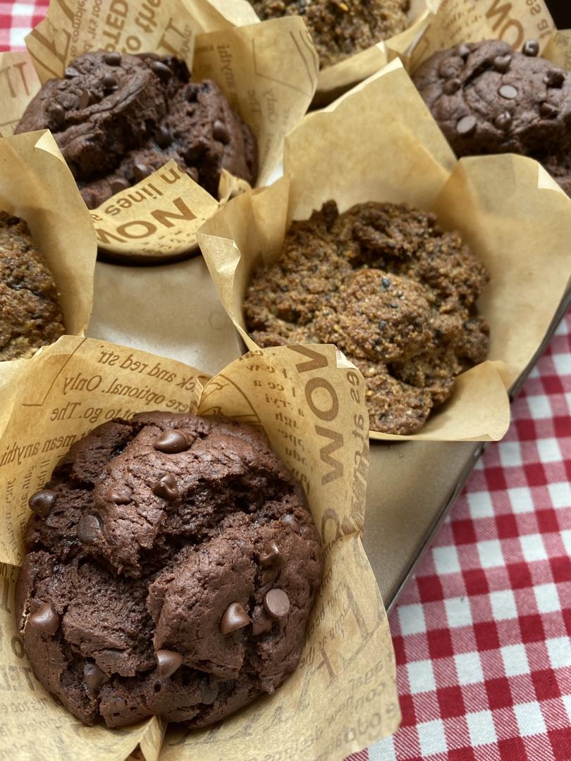 #零起点学烘焙#爆浆蓝莓麦芬和蘑菇头巧克力麦芬