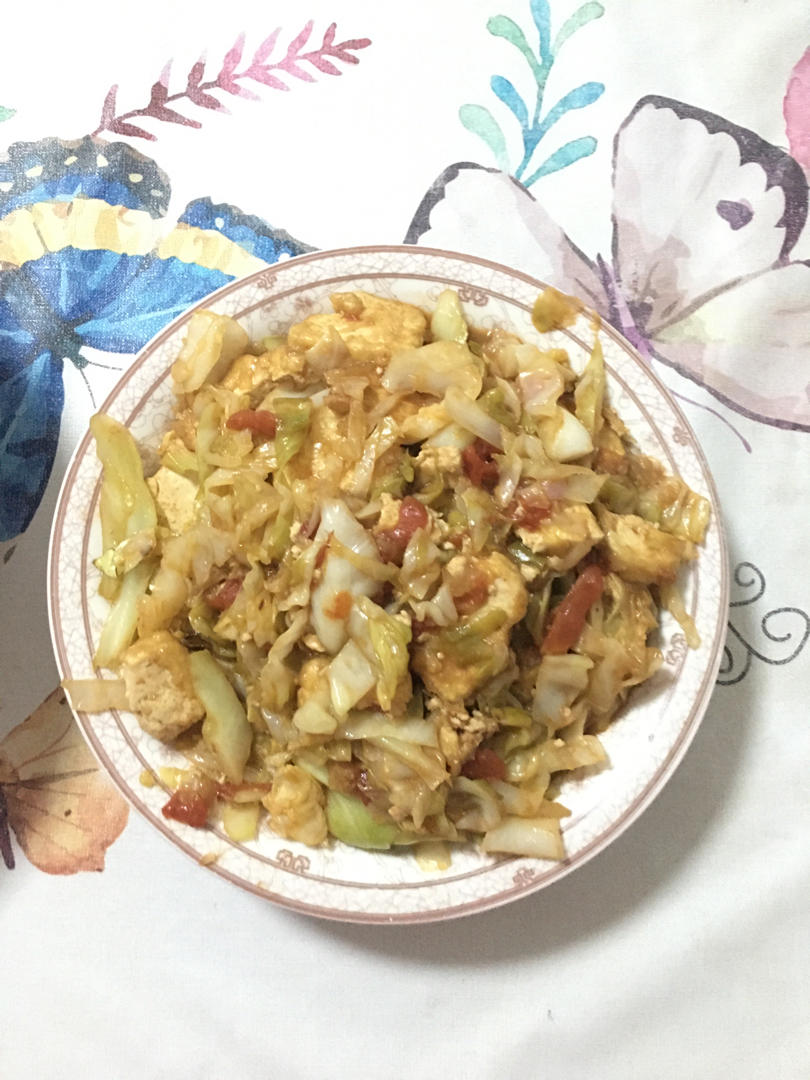 西红柿🍅洋白菜炒香煎豆腐