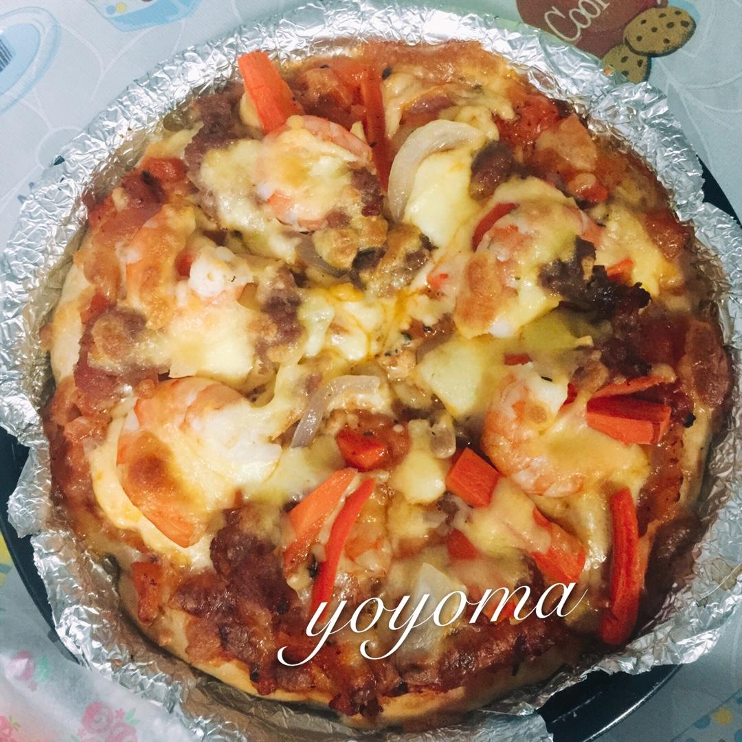 厚底鲜虾培根披萨