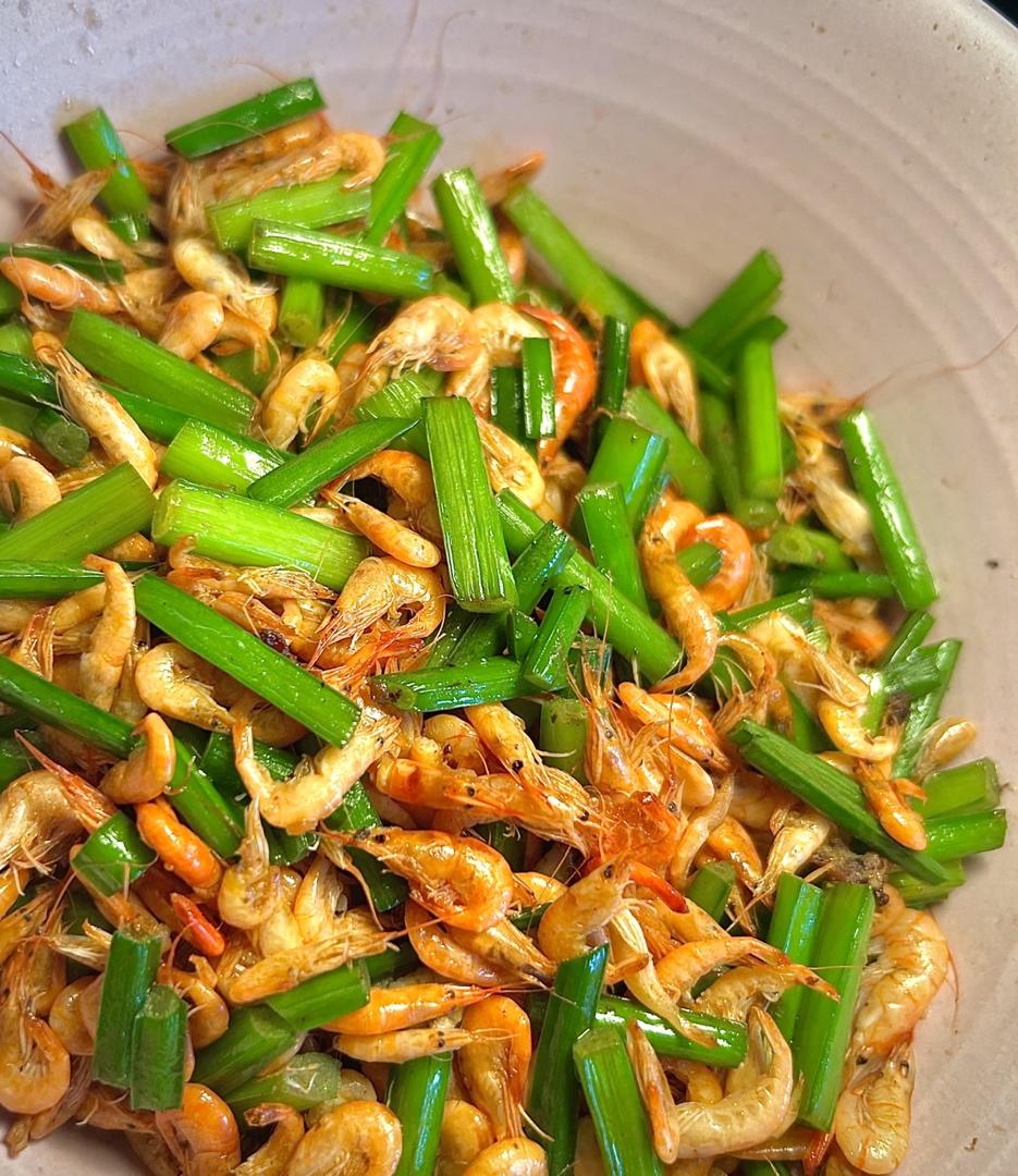 韭菜炒河虾