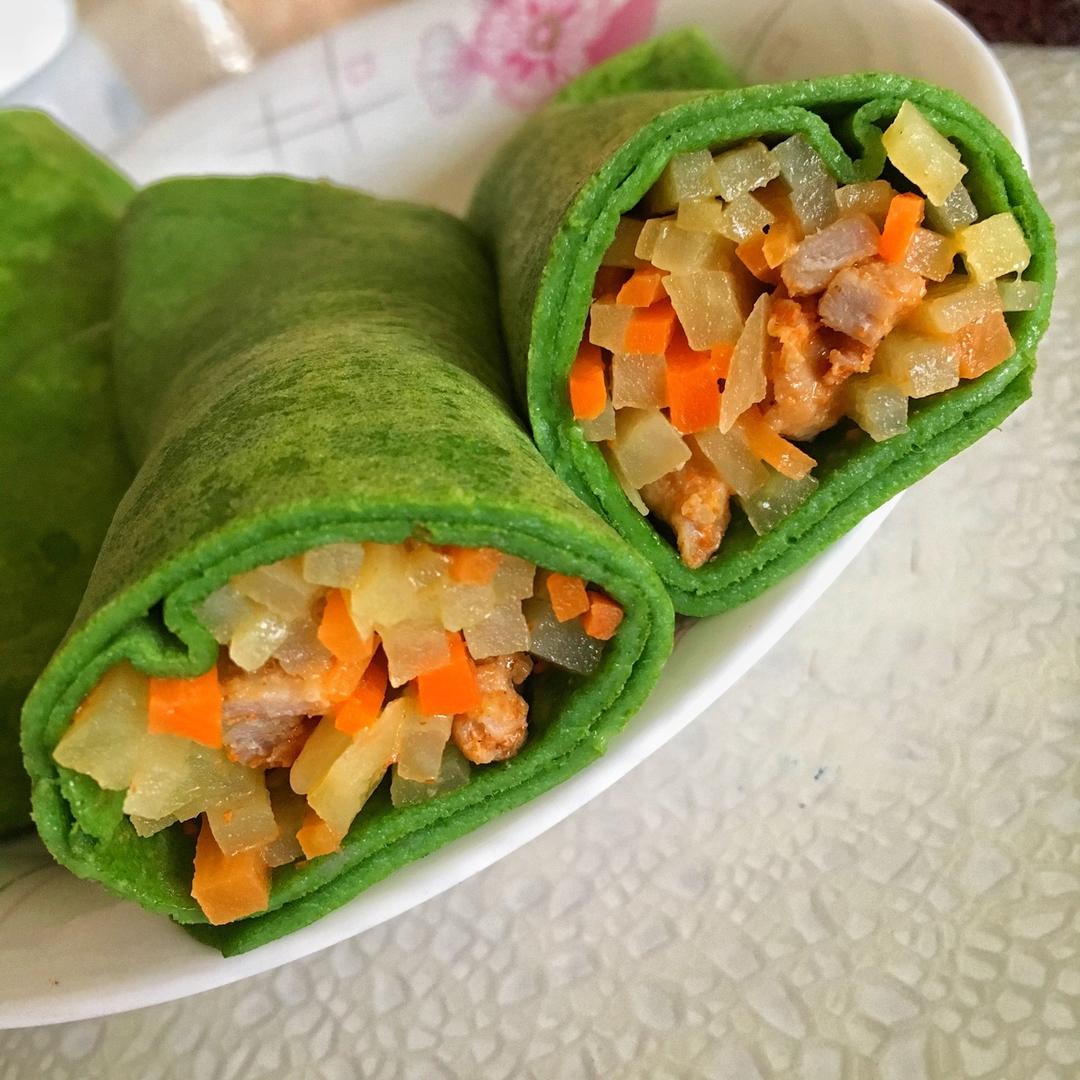阿屁桃君做的菠菜素卷