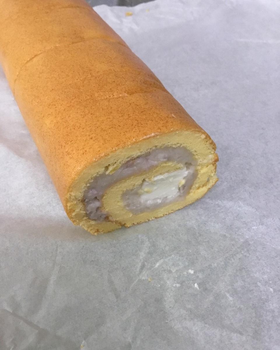 几分甜香芋奶冻卷/卷不裂配方+新鲜香芋奶油+入口即化奶冻/烘焙视频蛋糕篇7「薄卷」
