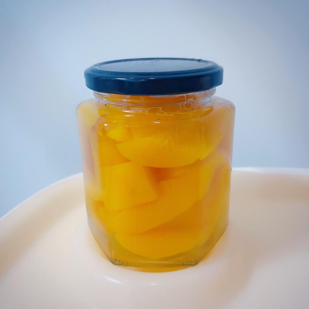 姑娘加油的微博做的黄桃罐头