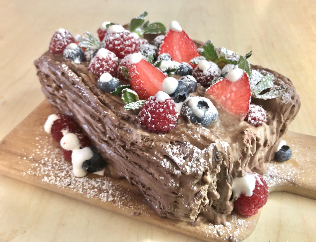 【圣诞节】巧克力劈柴蛋糕 Bûche de Noël