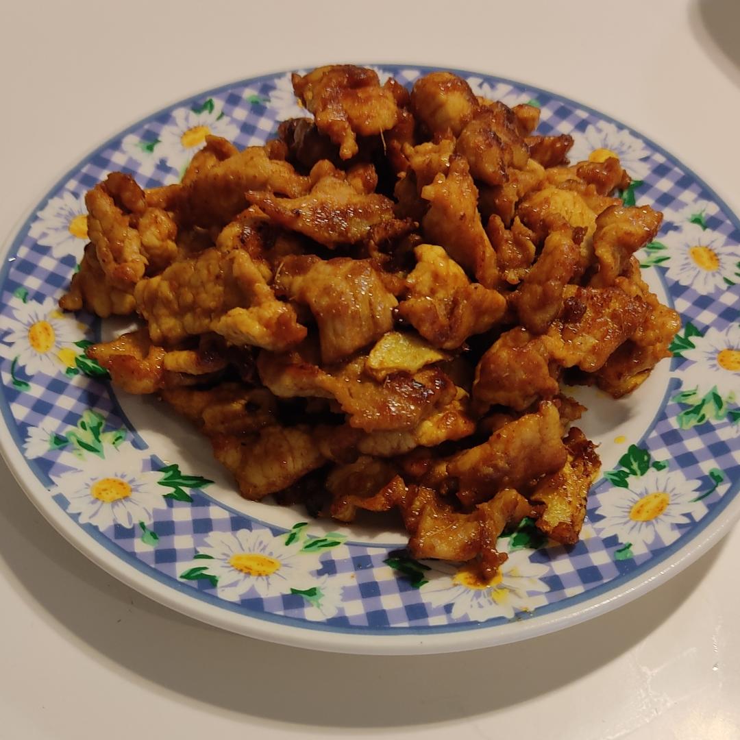 干炒咖哩粉肉片的做法