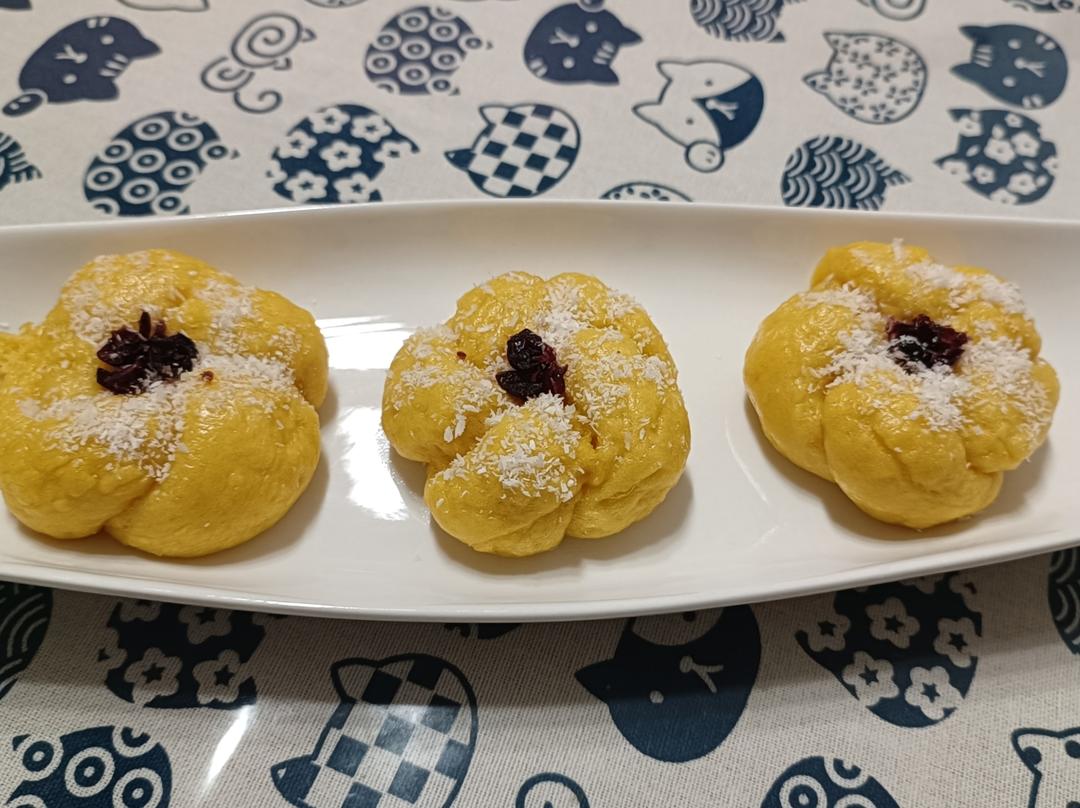 花朵椰蓉南瓜卷【举一反三B（五瓣）】 *花儿馒头259