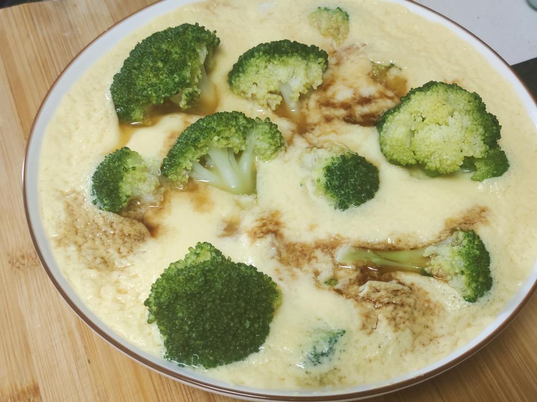 西兰花虾仁内酯豆腐蒸蛋，减脂餐