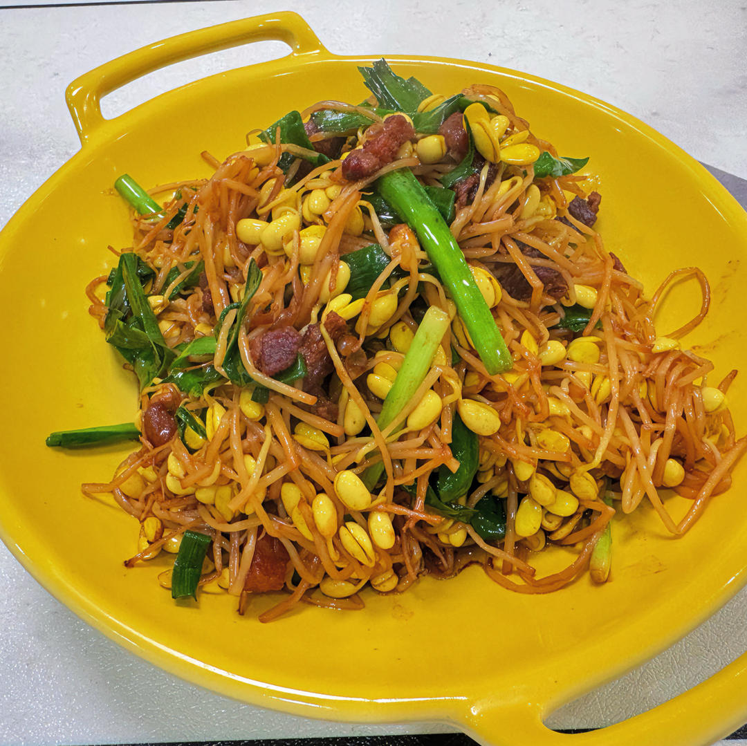 肉渣韭菜炒豆芽