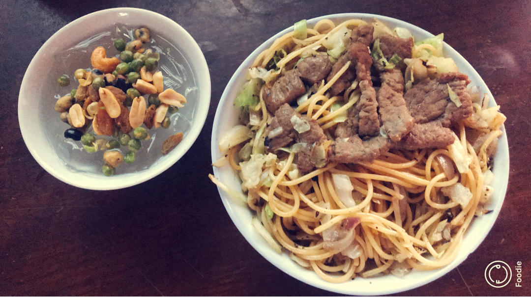 （宿舍减脂）快手牛排炒意面