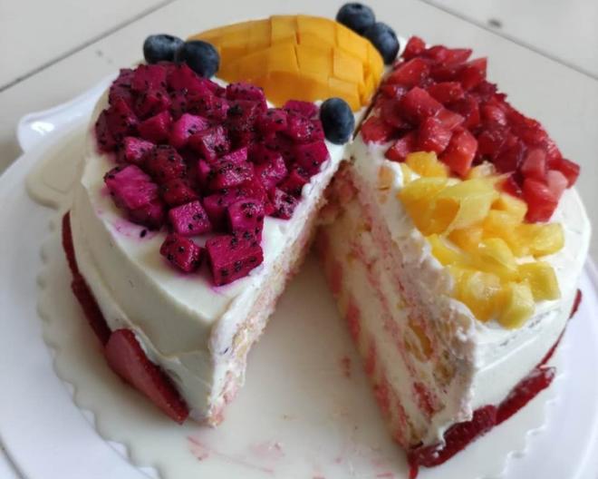 八寸圆形蜂蜜酸奶果粉斑马🦓纹水果生日蛋糕的做法