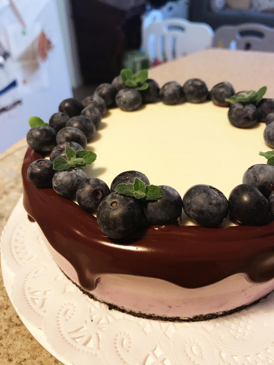 渐变蓝莓冻芝士蛋糕（免烤）