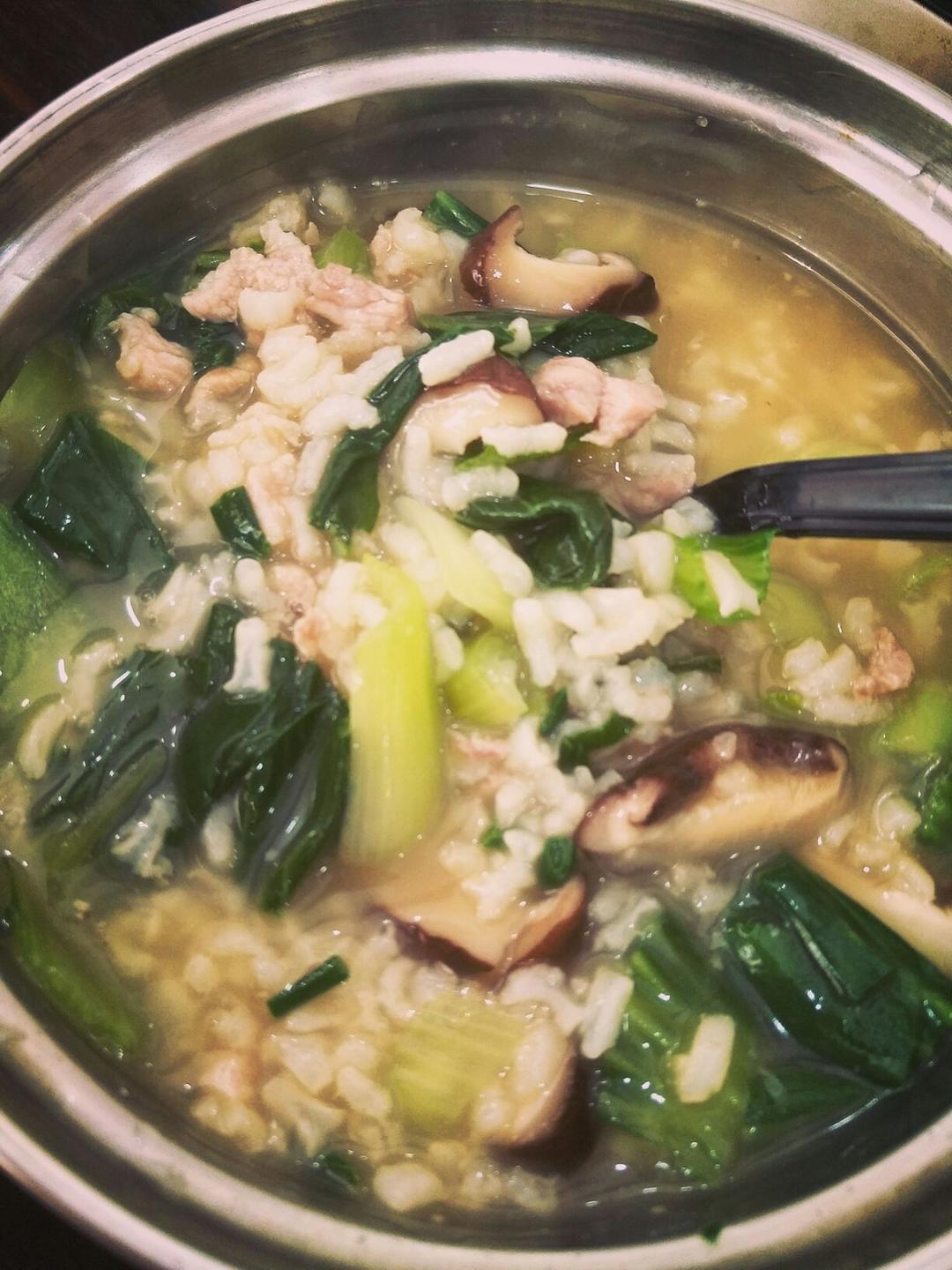 青菜肉末粥