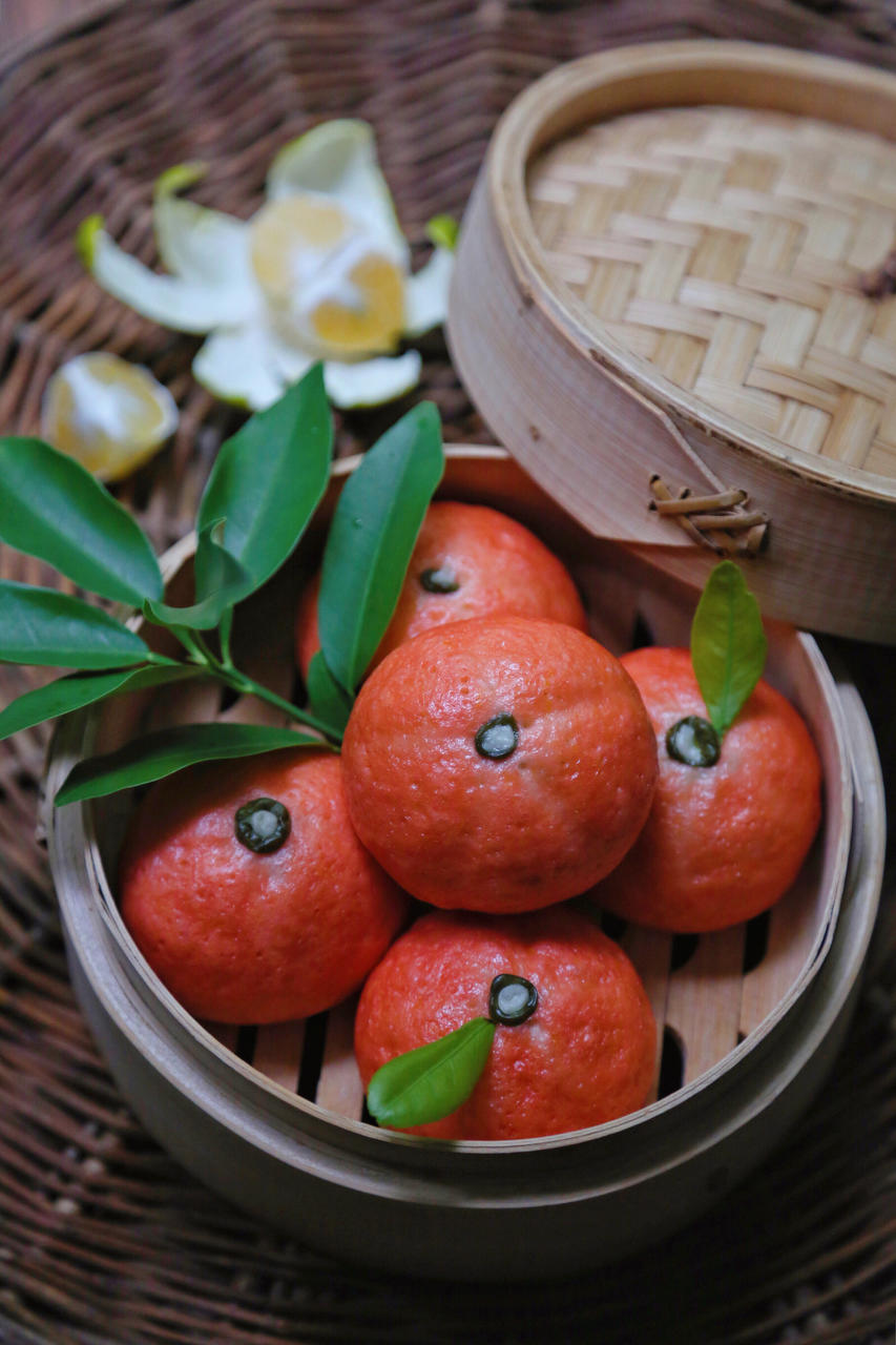 可剥皮的橘子🍊卡通果蔬仿真橘子造型馒头
