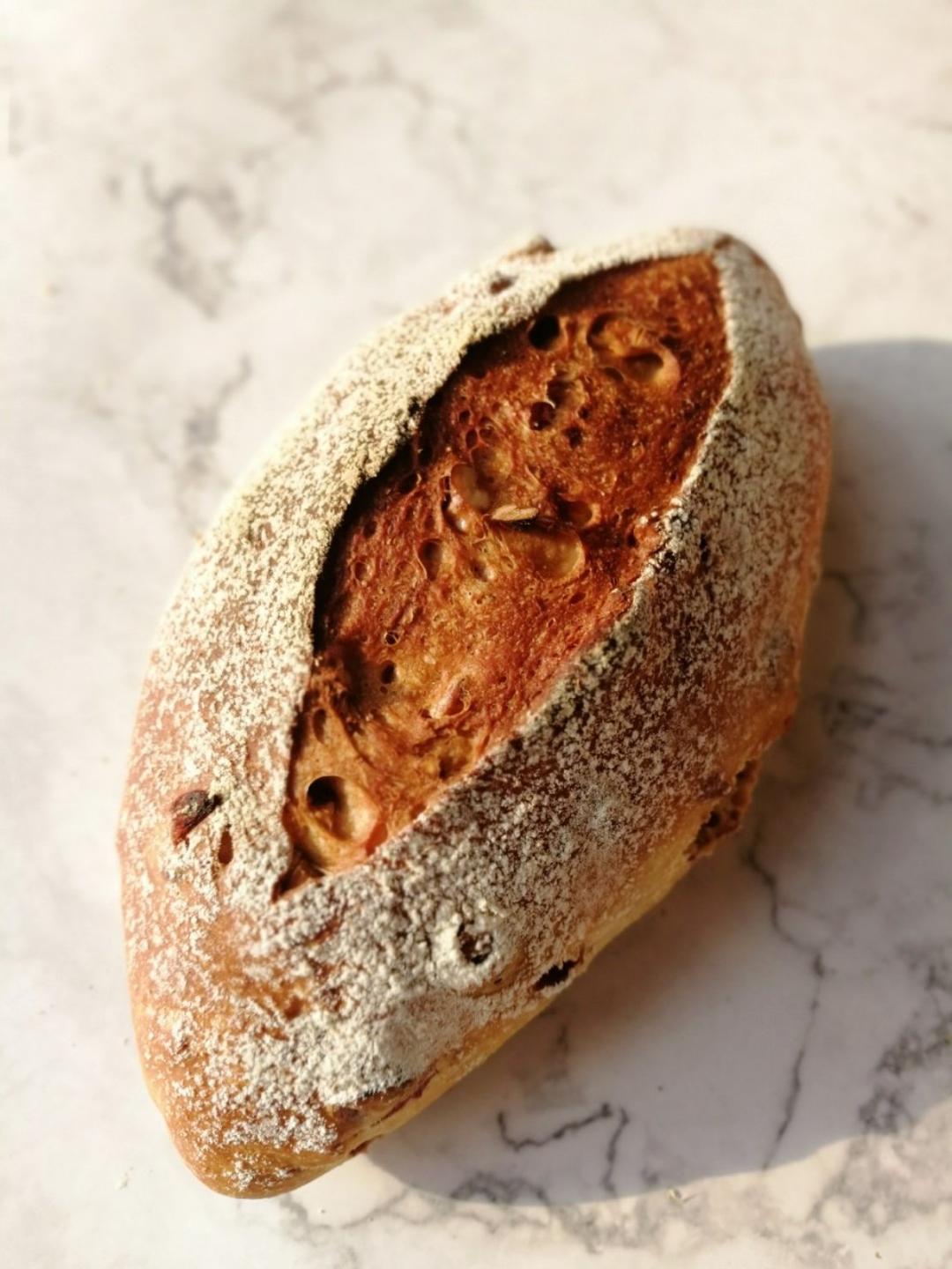 全麦核桃蔓越莓欧包（附整形详细手法）