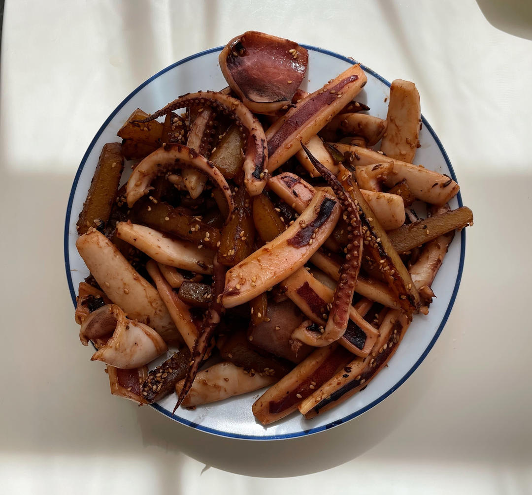 孜然土豆爆鱿鱼