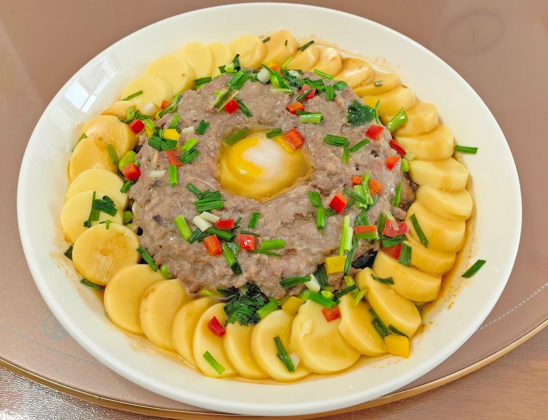 豆腐毛豆蒸肉饼
