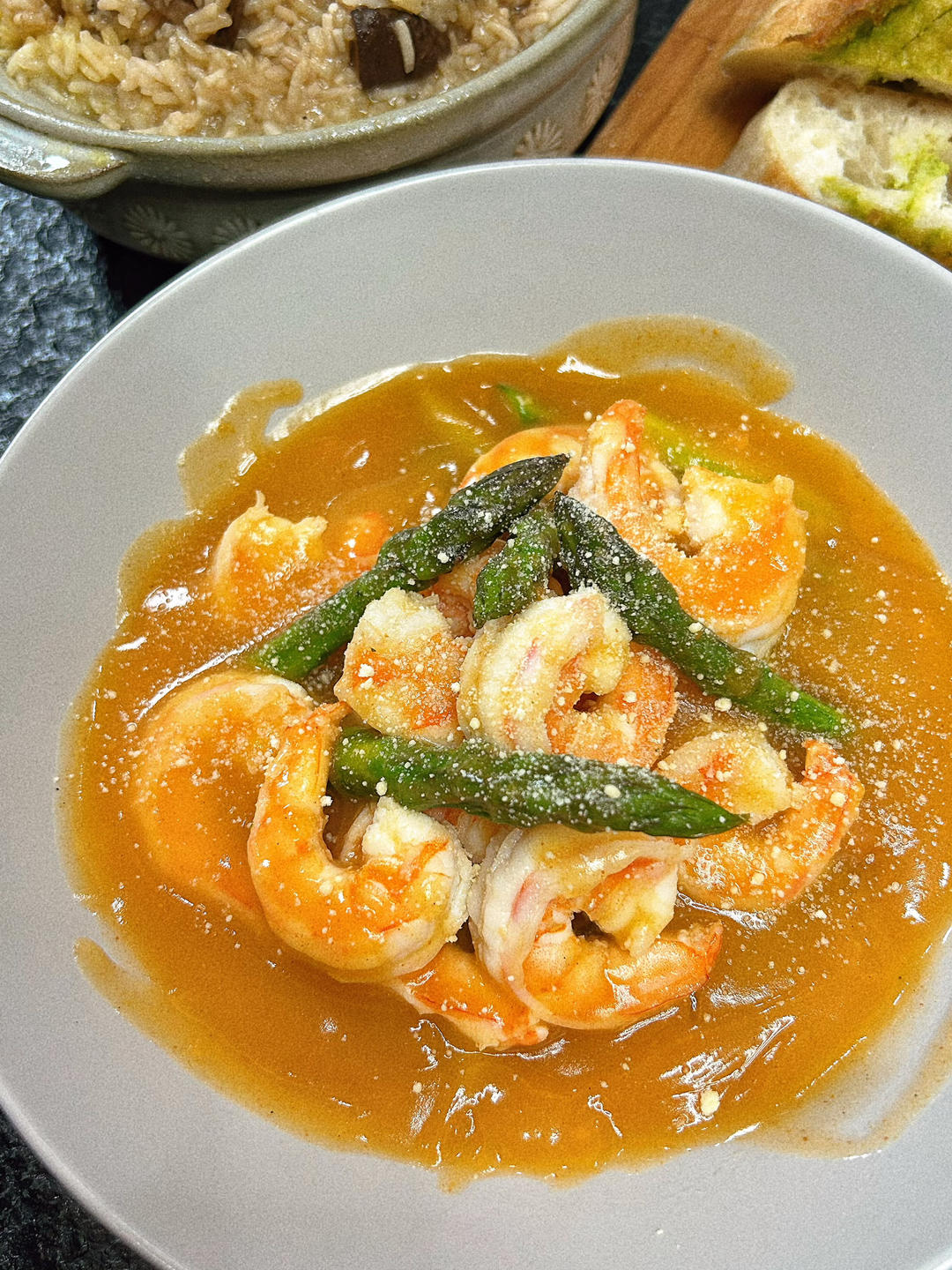 虾仁带子双色蔬菜浓汤