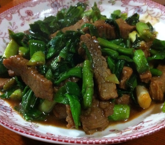 大蒜炒牛肉丝