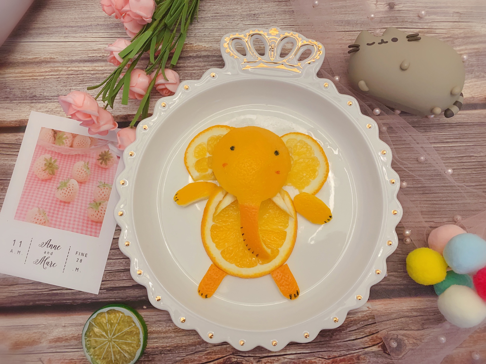 橙子卡通大象水果餐的做法
