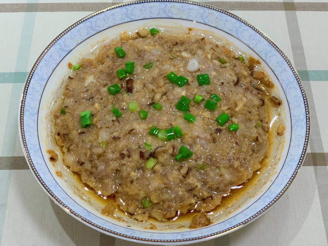 马蹄鲜菇蒸肉饼