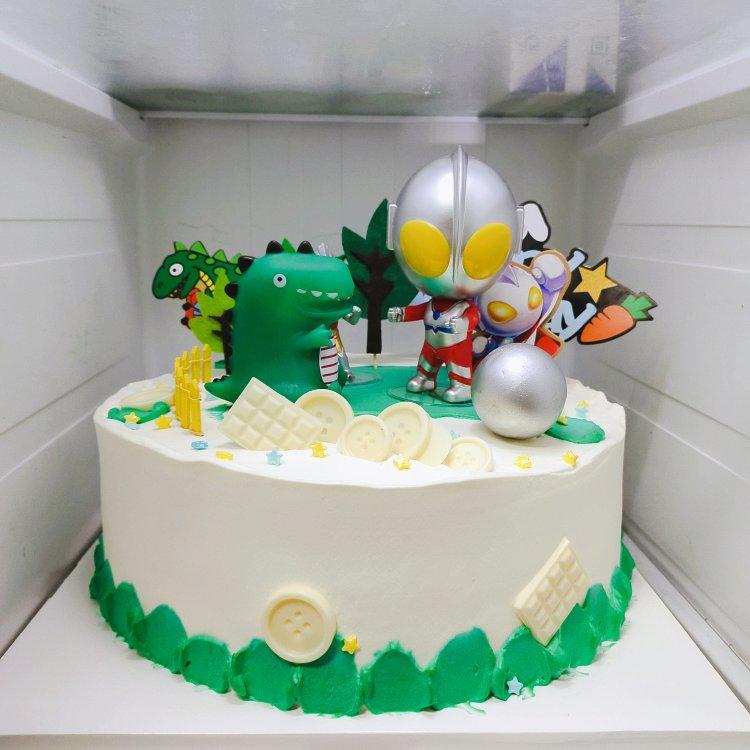 超级无敌美貌简单的刺绣风 奥特曼生日蛋糕