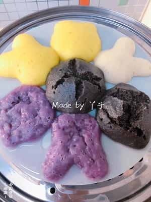 宝宝辅食—可可爱爱的紫薯发糕南瓜发糕山药发糕黑芝麻发糕的做法 步骤7