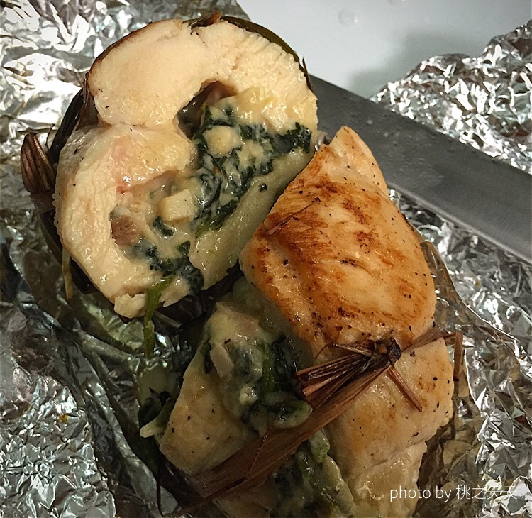 【减脂增肌】菠菜奶酪酿馅烤鸡胸 Spinach&cheese stuffed chicken breast
