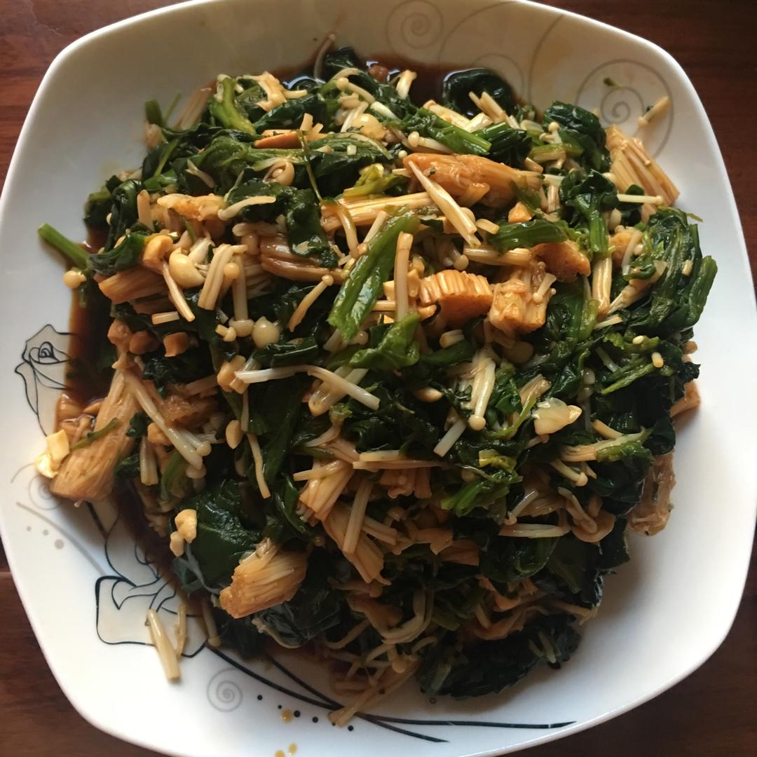 凉拌菠菜金针菇