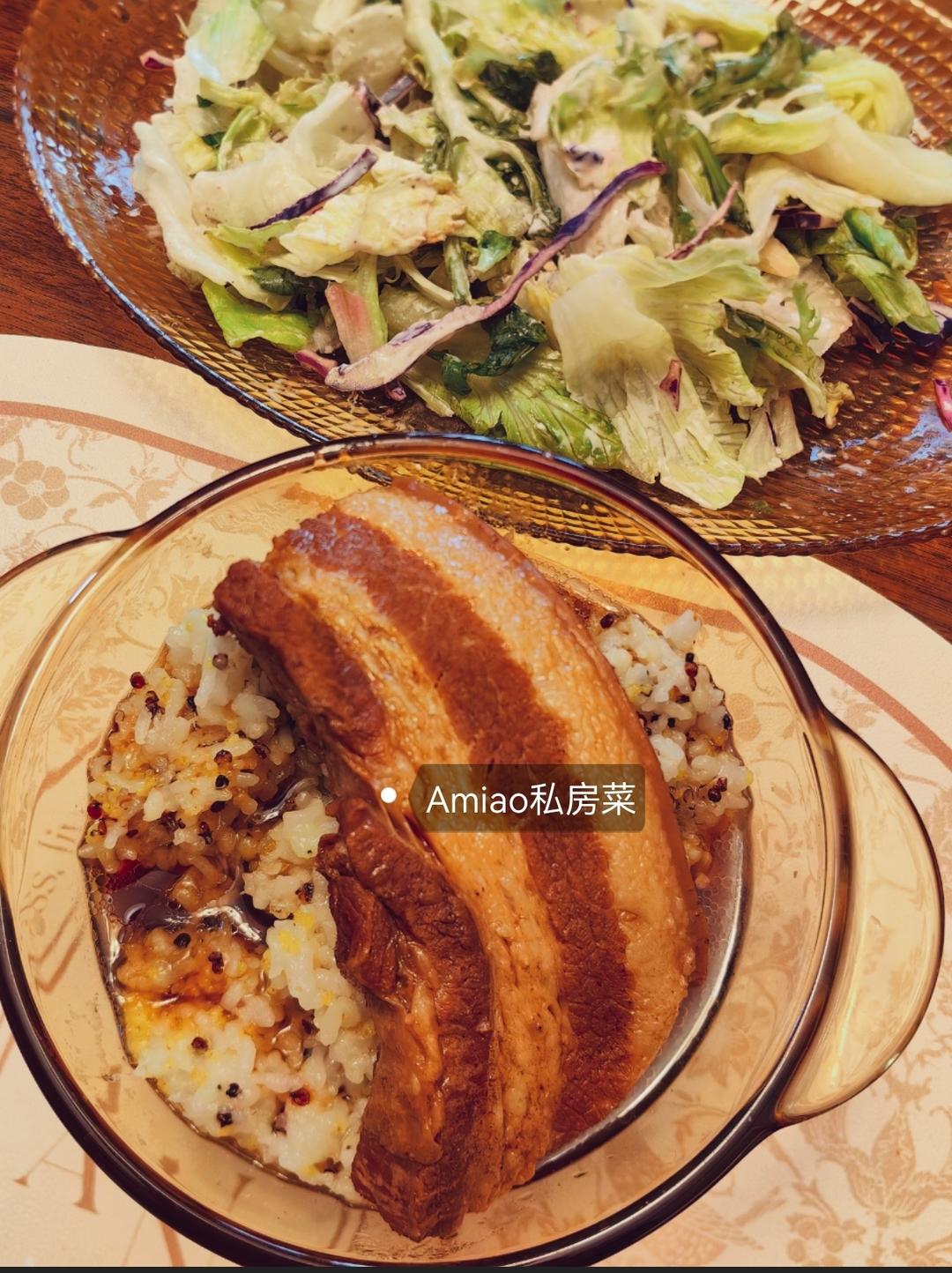 把子肉配米饭真香