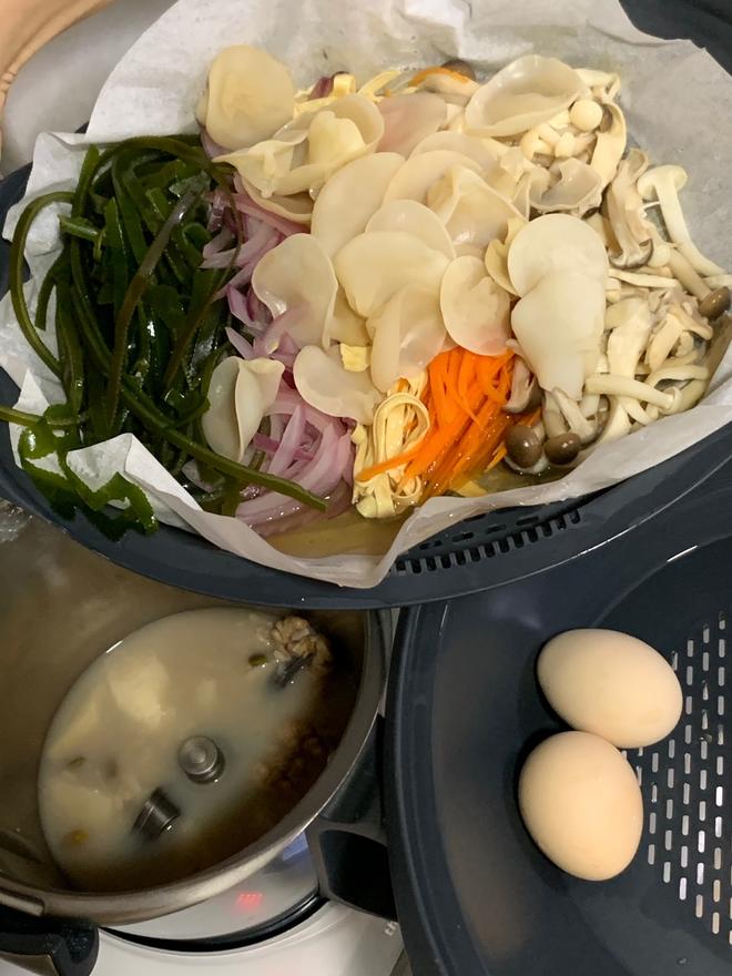 一锅三菜（淮山燕麦核桃粥+鸡蛋+蒸杂蔬）的做法