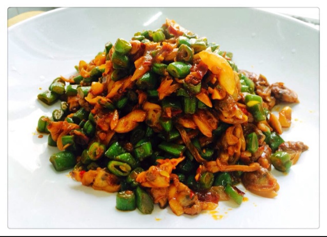 蚬肉炒豆角