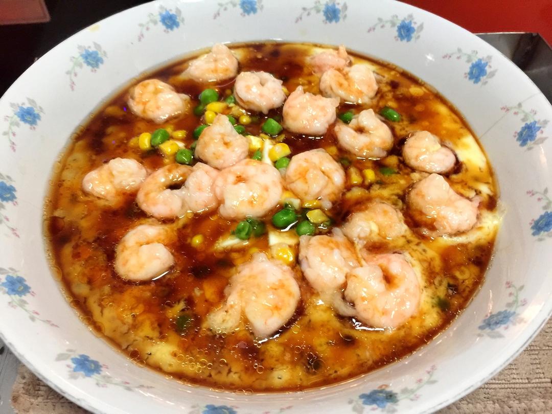 虾仁豆腐蒸水蛋