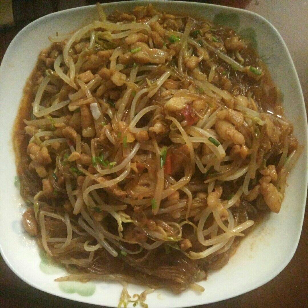 肉末豆芽炒粉丝