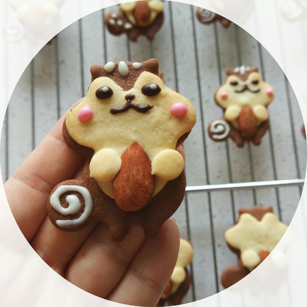 卡通动物立体饼干--抱大杏仁的小松鼠