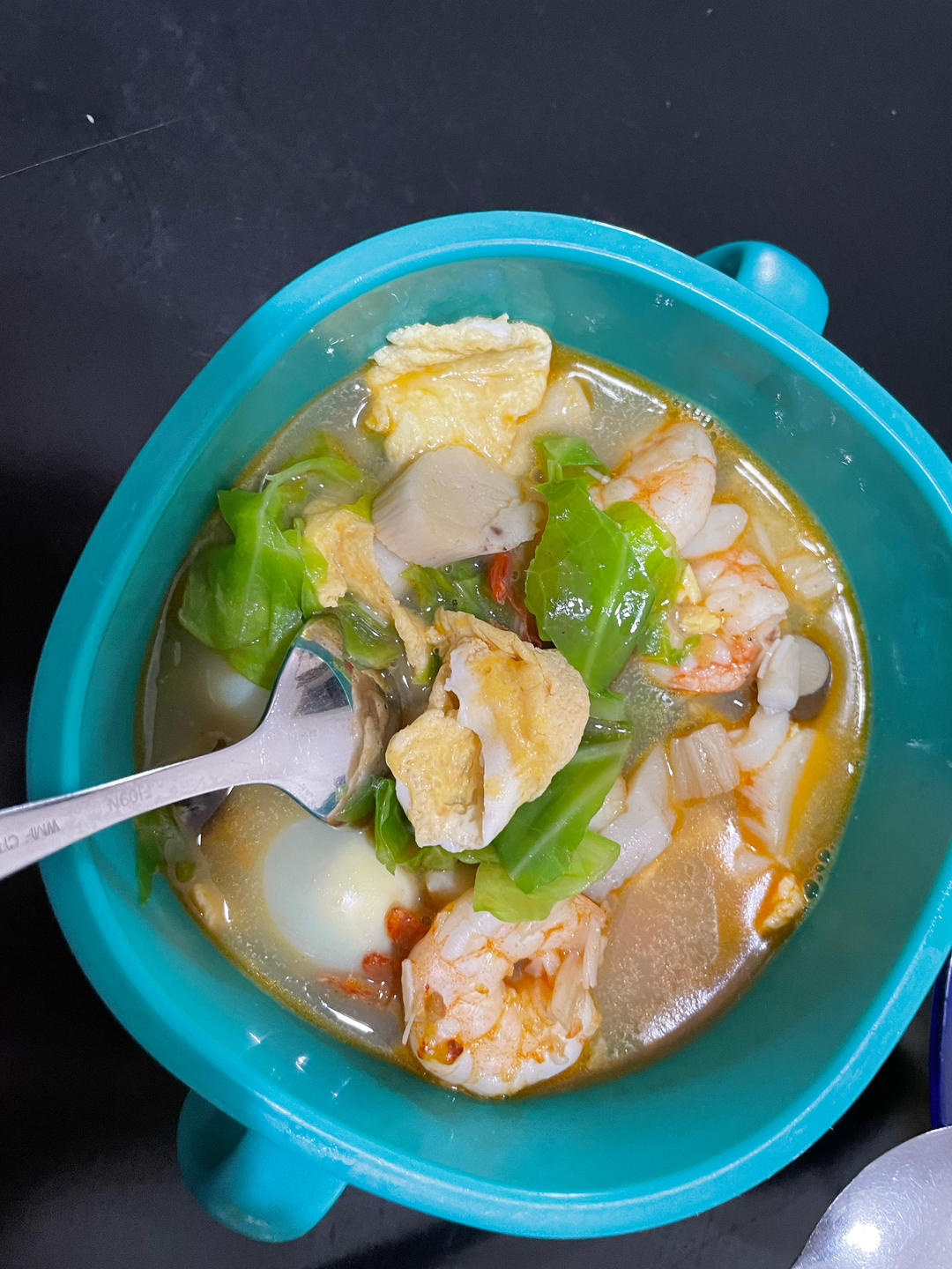 鲜掉眉毛的虾仁菌菇汤，350大卡
