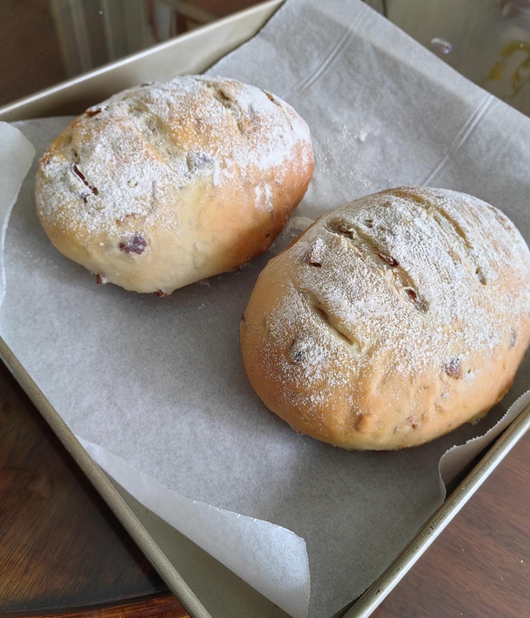 锁死这个配方❗️免揉红枣核桃面包，一次成功✅