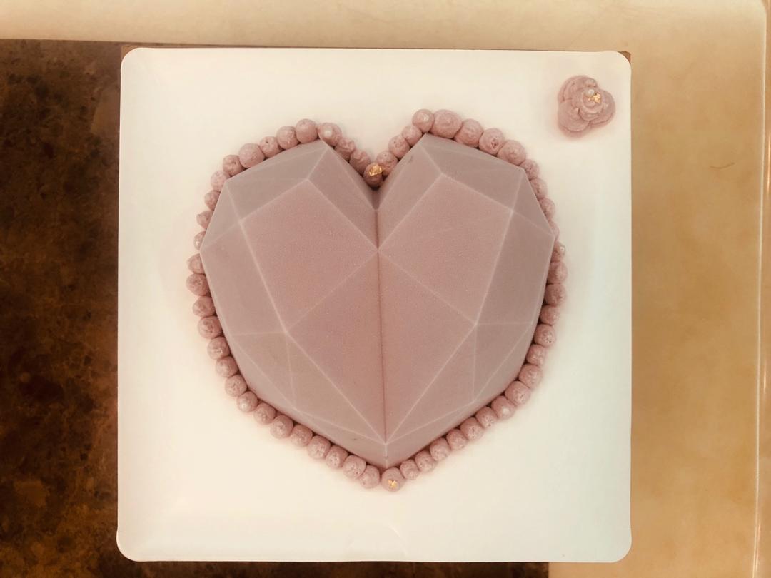 少女❤3D钻石心形覆盆子乳酪慕斯（7寸）