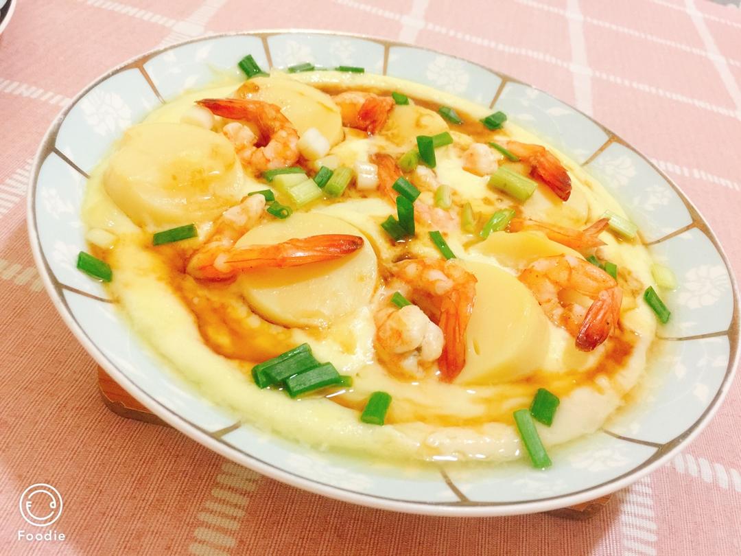 虾仁豆腐蒸水蛋