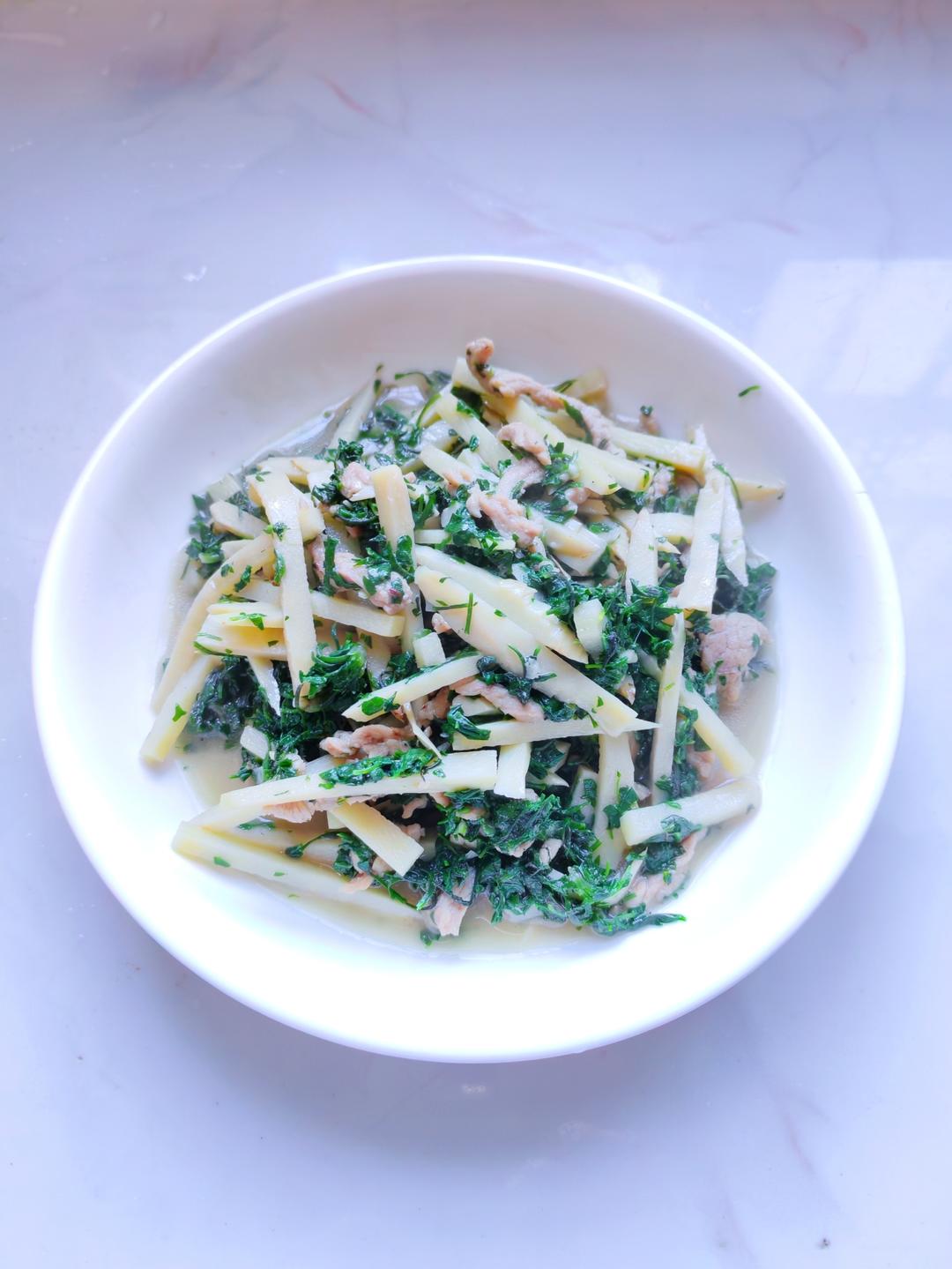 荠菜冬笋炒肉丝