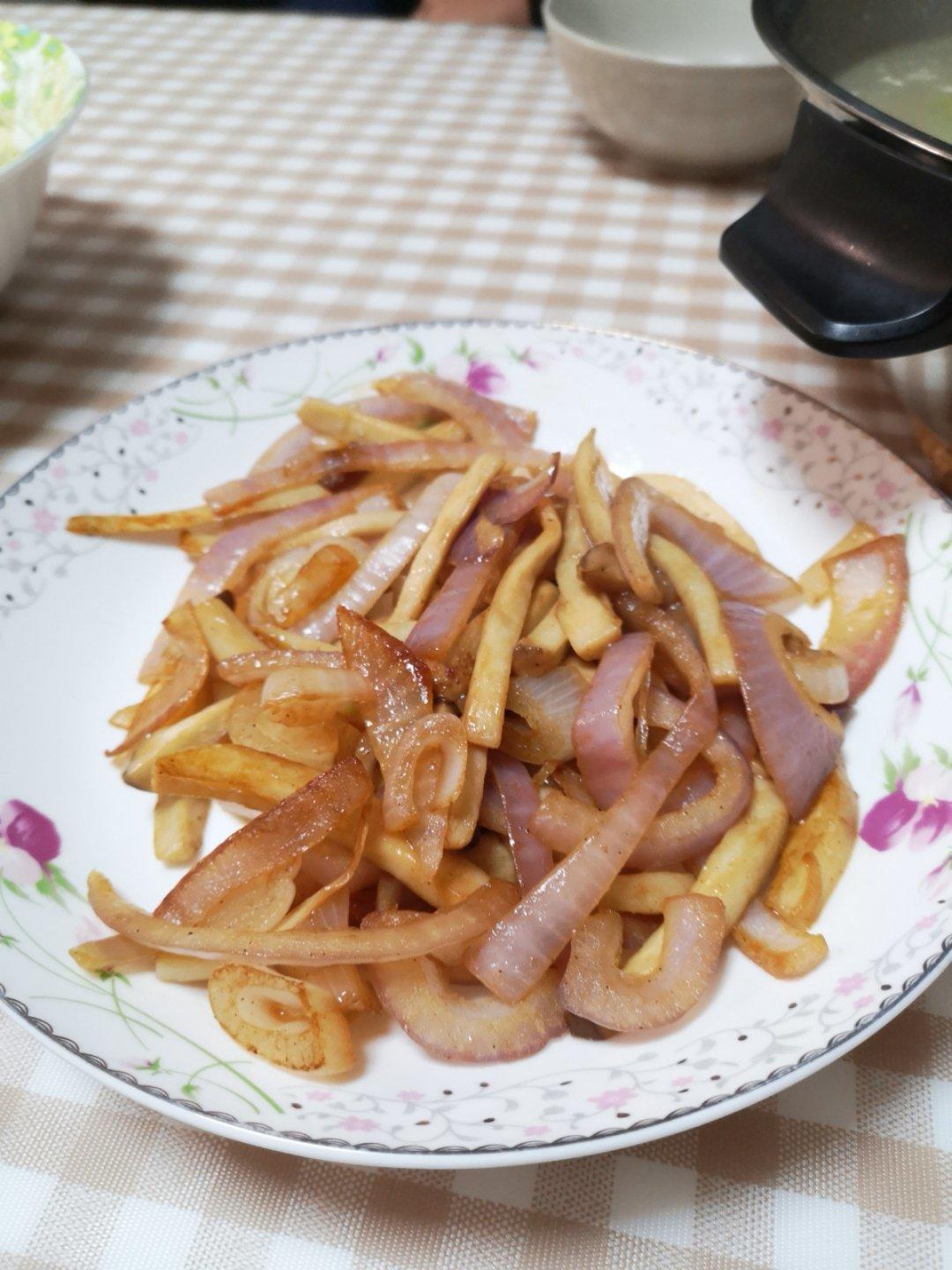 洋葱遇到杏鲍菇