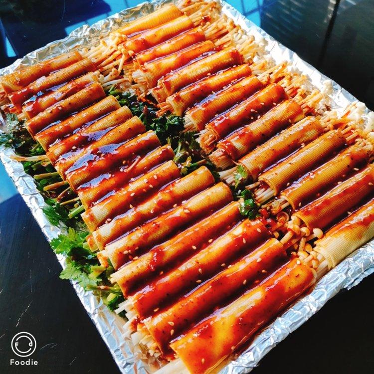 🔥免油炸❗️秒杀路边烧烤摊❗️烤箱豆皮卷菜